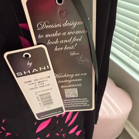 Shani Black Dress with Fuchsia Accents - Picture 2 of 11